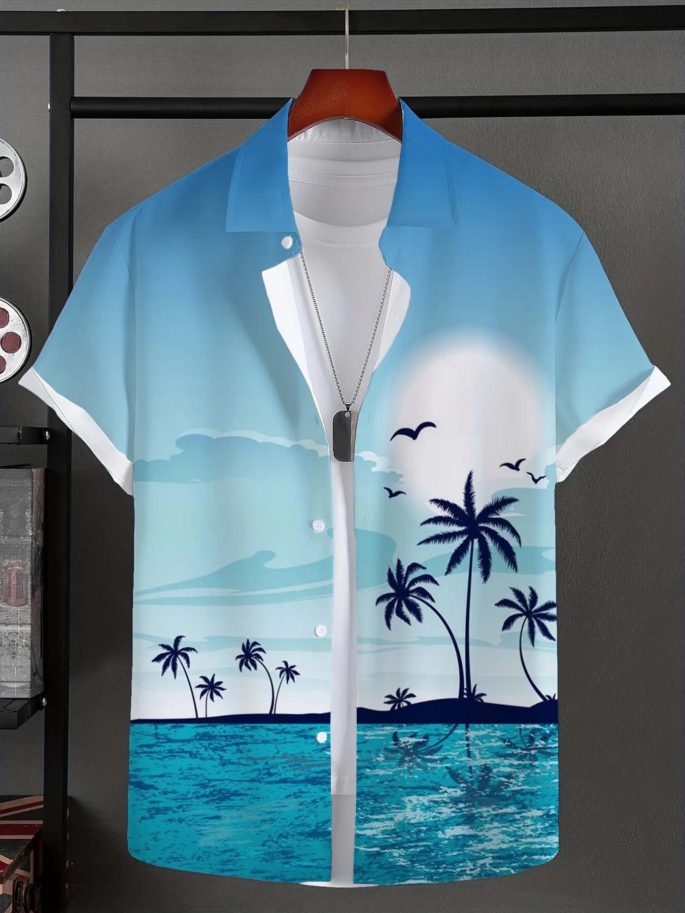 Men's Shirt Hawaiian Shirts For Man Summer New Beach Vacation Short Sleeve Top Casual Men's Blouse Coconut Tree Men Clothing