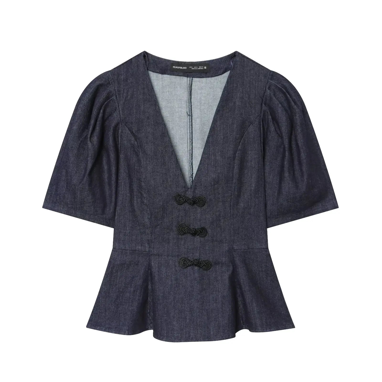 Denim Women's Shirts Blouse 2026 Summer New Fashion Slim V-neck Blouses Women's Summer Chic Travel Holiday Youth Shirts Tops