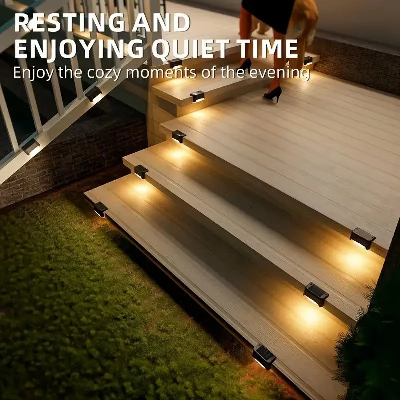 Outdoor Solar Stair Lights LED Waterproof for Garden Yard Railing Fence Lights Enhances Night Safety and Atmosphere