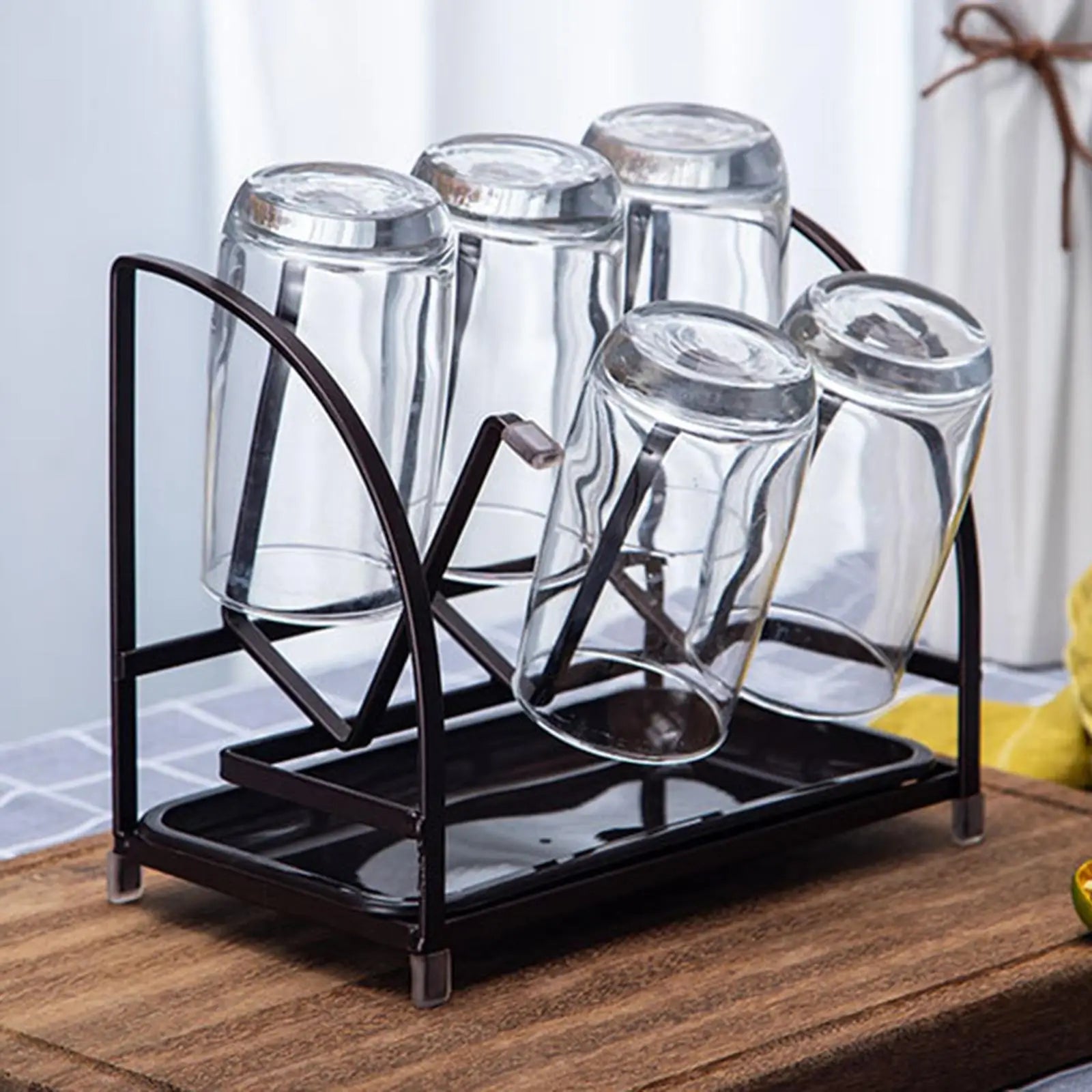 Modern Cup Drying Rack Stand with Drain Tray for Mugs Home Kitchen Bottles