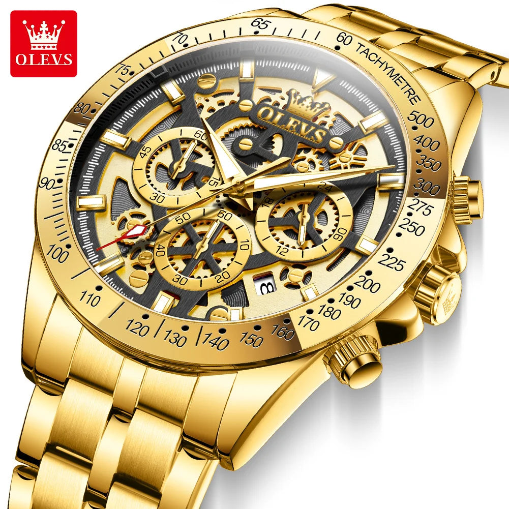 OLEVS 9913 Mens Watch Quartz Watch Classic Multifunctional Business Watch For Men 30m Waterproof Luminous Box Gift