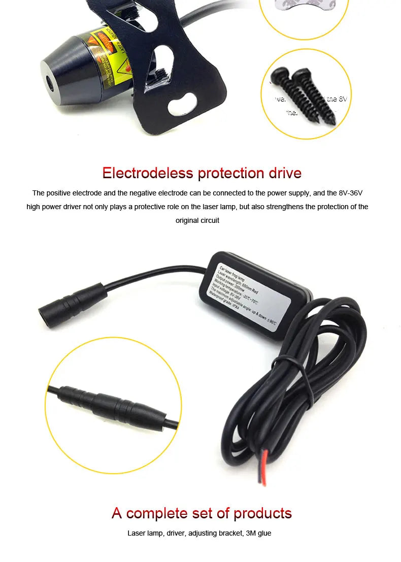 led projector Car laser Fog Light Motorcycle Anti Collision Rear-end Laser Tail Lights Brake Light Universal Decorative Lamp