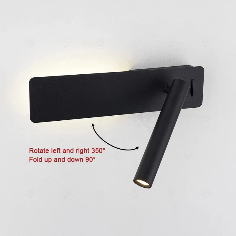 LED Wall Reading Lamp for Bedroom Hotel Minimalist Night Book Lamp Rotatable Bedside Sconce 3W Spotlight Home Lighting Fixture