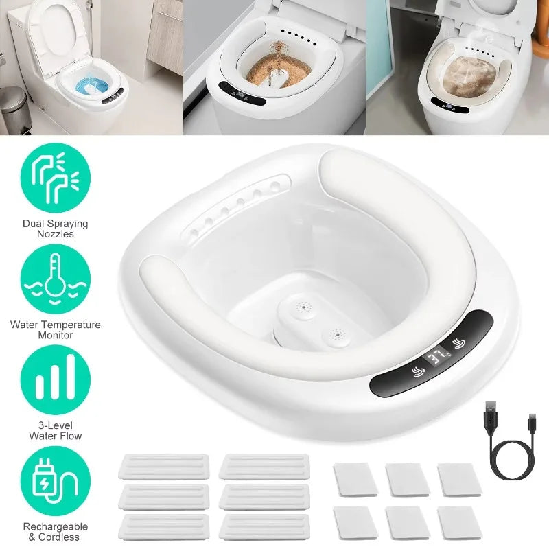 Electric bidet, double nozzles, three-speed water flow,postpartum care basin,toilet seat, salt tub,salt bath bowl,double nozzles