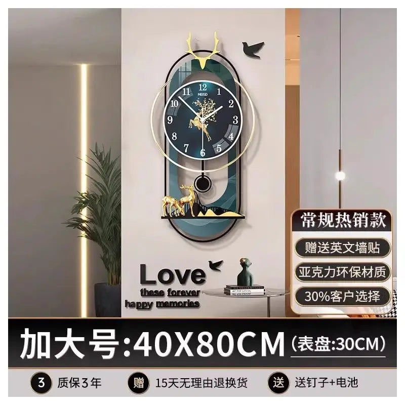 Luxury Wall Clock Living Room Modern Luxury Timepiece Creative Home Clock Wall Lamp Reloj Digital Pared Home Decoration Unusual