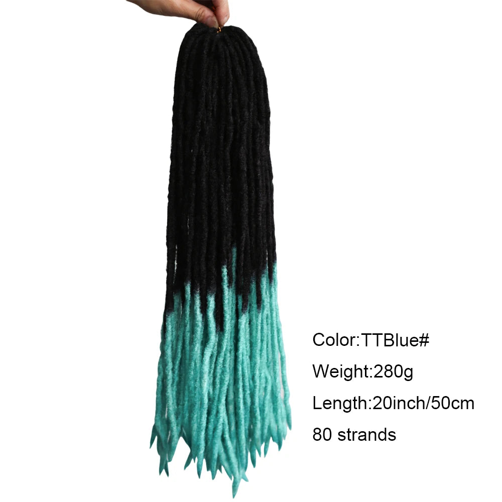 20 Inch Ombre Pro Locks Crochet Hair Extensions Soft Synthetic Dreadlocks 40 Stands Pack Women's Braiding Hair