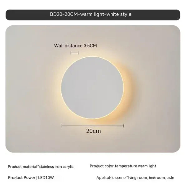 Round wall lamp/modern minimalist style bedroom bedside table staircase porch LED light source human body touch sensor