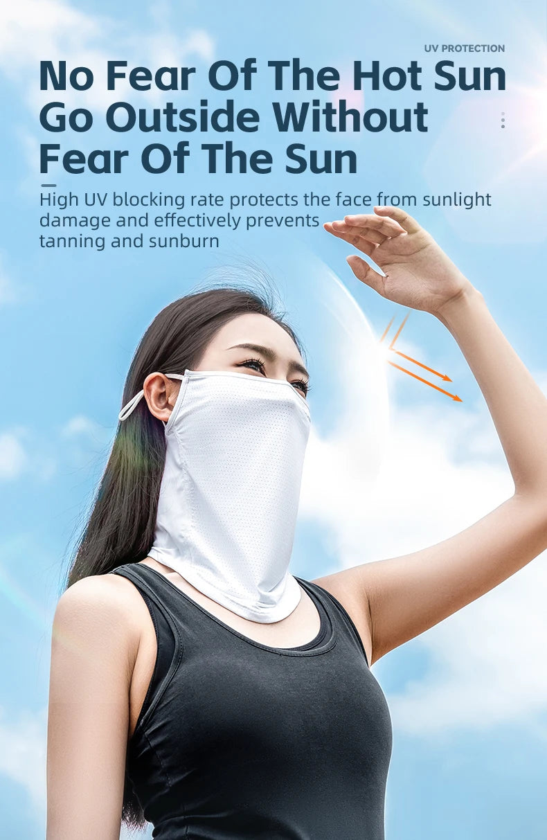 ROCKBROS Summer Ice Silk Cycling Face Mask Breathable Anti-UV  Bike Face Neck Cover Bandana MTB Road Sports Hanging Ear Scarf