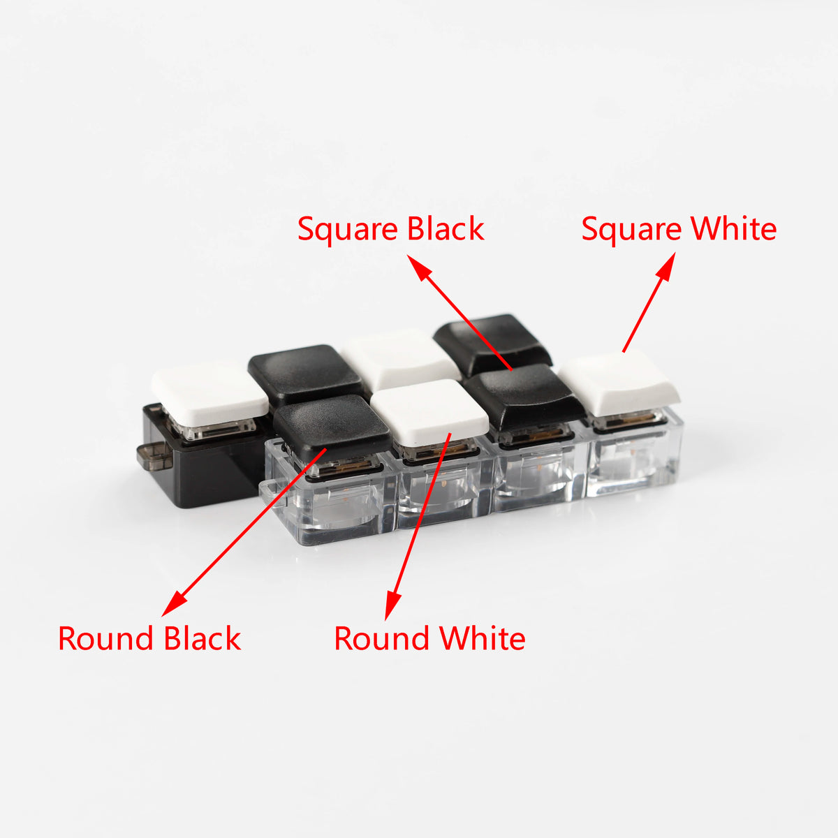 YMDK Square Round 1u Low Profile Blank Black White Keycaps PBT Material DIY for 1350 Switches Mechanical Keyboard