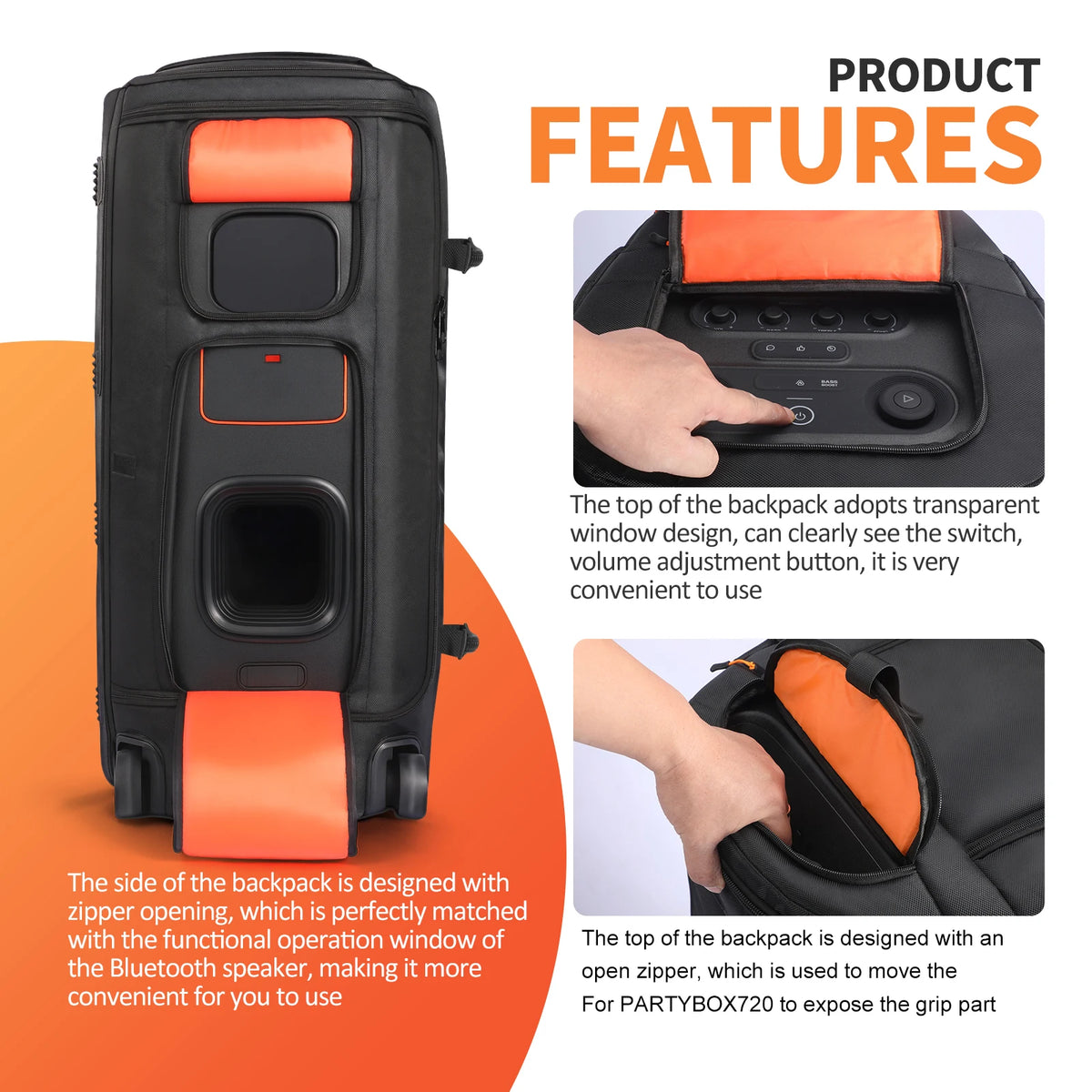 For JBL Partybox 720 Portable Speaker Dust Case With Mic Pocket Double-Sided Mics Storage Bag Anti-Slip Cover Speaker Accessory