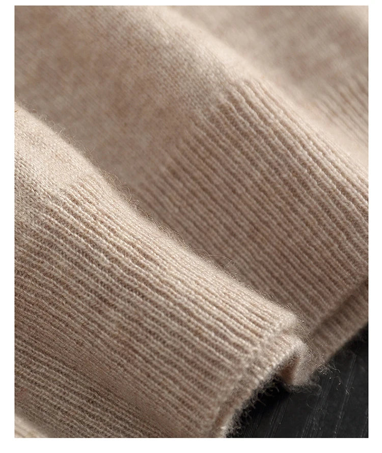 Autumn/Winter Men's 100% Cashmere Pullover Business Casual Solid Knitted Sweater Loose POLO Collar Tops Basic Thick Warm Jumper