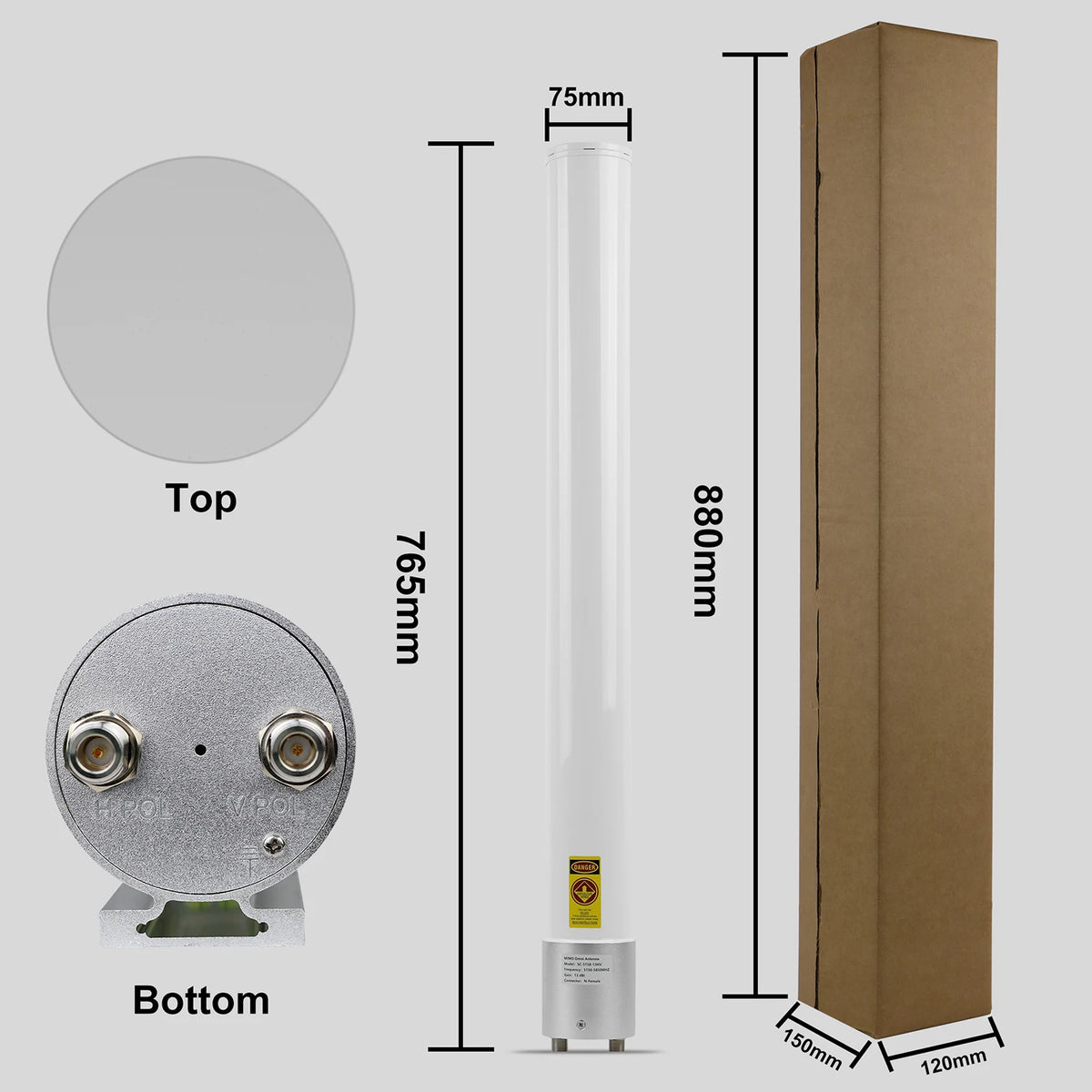 AN-5158 Outdoor WiFi Fiberglass Antenna 5.1-5 GHz 2x2 MIMO Omnidirectional 13dBi 5G Antenna for Rooftop/Tower Installation