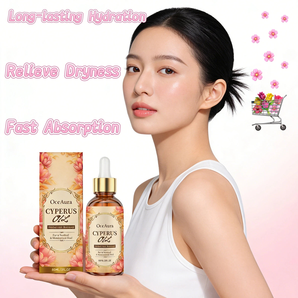 OceAura Cyperus Rotundus Oil for Hair Removal Prevent Hair Growth Inhibitor Soft Smooth Body Care Moisturizing Skin Soothing Oil