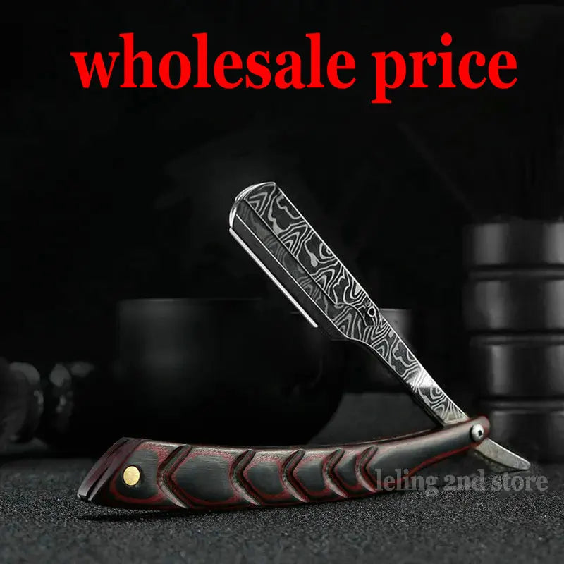 wooden trimmer manual shaver professional straight edge stainless steel sharp barber razor folding shaving blade shave beard cut