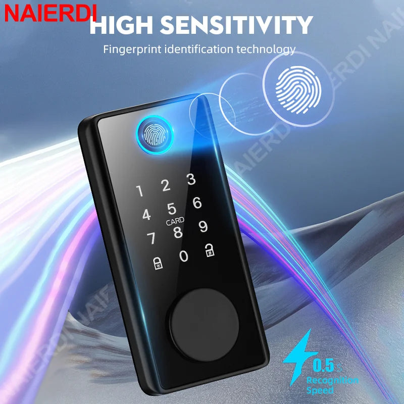 NAIERDI Smart Door Lock Tuya Fingerprint Keyless Entry Door Lock Anti-theft Security Digital Electronic Locks Door Hardware