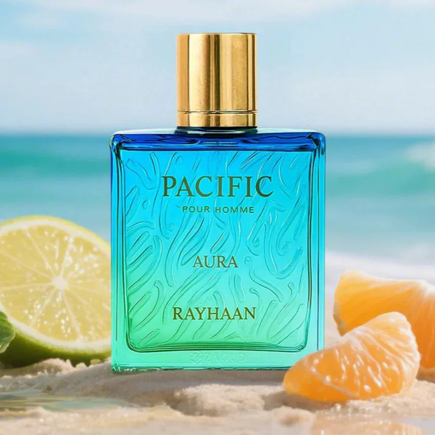 Fresh Wave Tropical Vibe Pacific Aura Men Perfume, Long Lasting Aquatic Citrus Scent Eau De Parfum Spray For Summer.