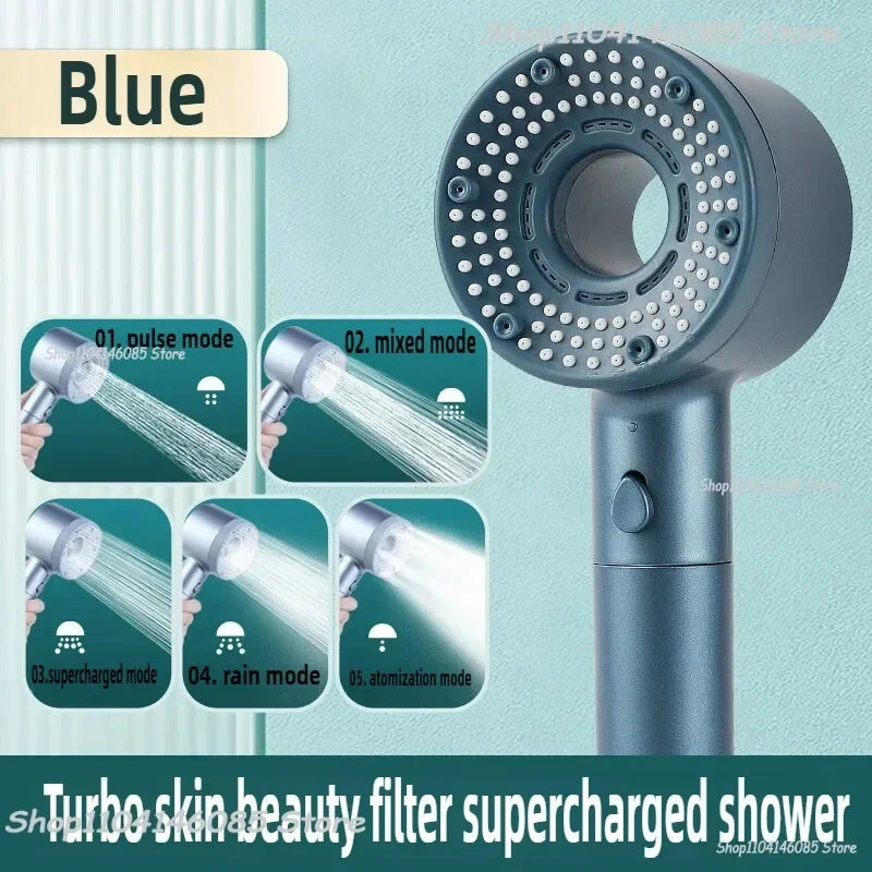 5 Modes Shower Head High Pressure Showerhead Portable Filter Rainfall Faucet Tap Bathroom Bath Home Bathroom Accessories