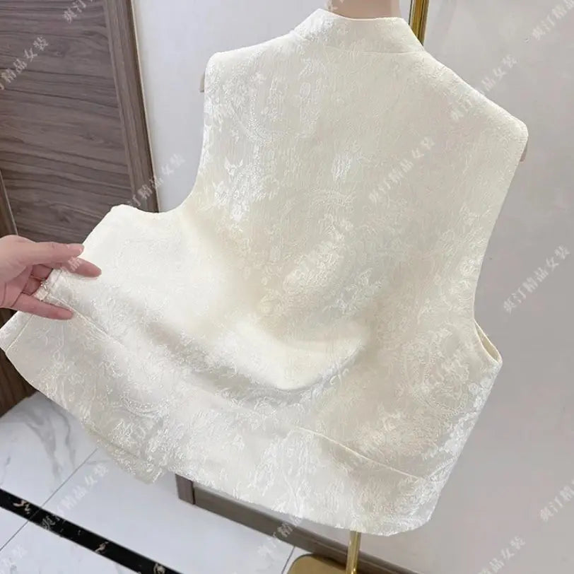2025 New Chinese Style Beaded Sequin National Style Vest Spring New Embroidered Loose Vest