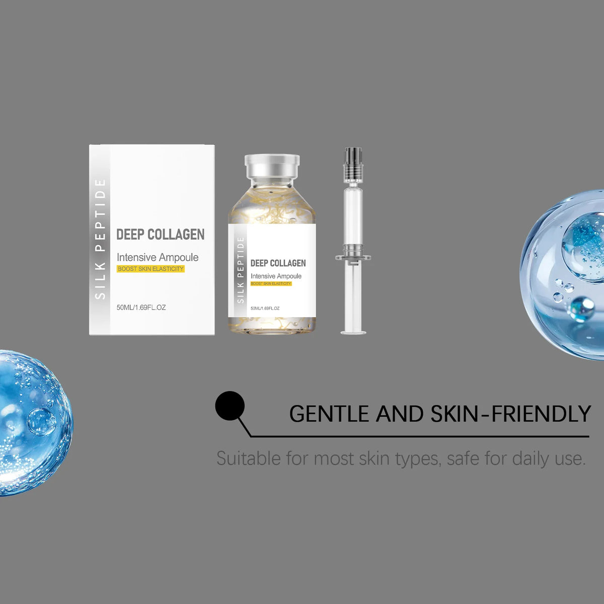 Deep Collagen Silk Peptide Facial Ampoule Serum,Anti-Aging with Copper Peptides&Plumping&Firming with Hydrolyzed Collagen,Silky Hydration with Hydrolyzed Silk Protein&Barrier Strengthening,Firming&Lifting Effect,Lightweight N