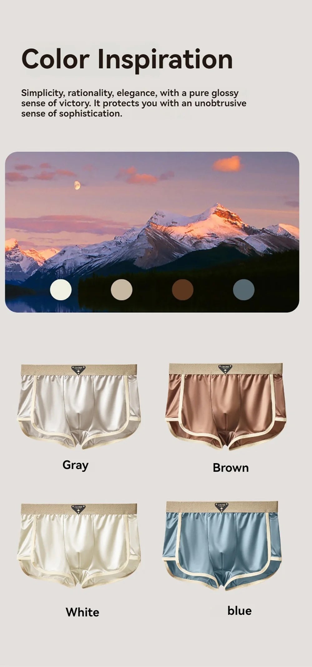 3PCS/Pack Luxury Solid Satin-like Boxer Man Cool 10A Antibacterial Silk U-shape Pouch Men's Panties High Elastic Wais Underpants