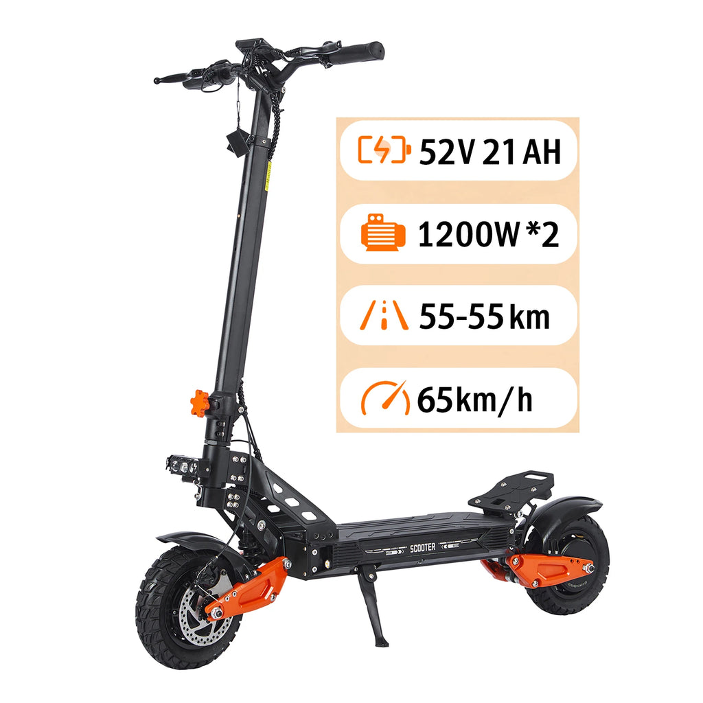Factory Foldable Electric Scooters With APP NFC 48V 52V 1200W 55KM/H Range E Scooter Speed Limit 10Inch Escooter for Adults