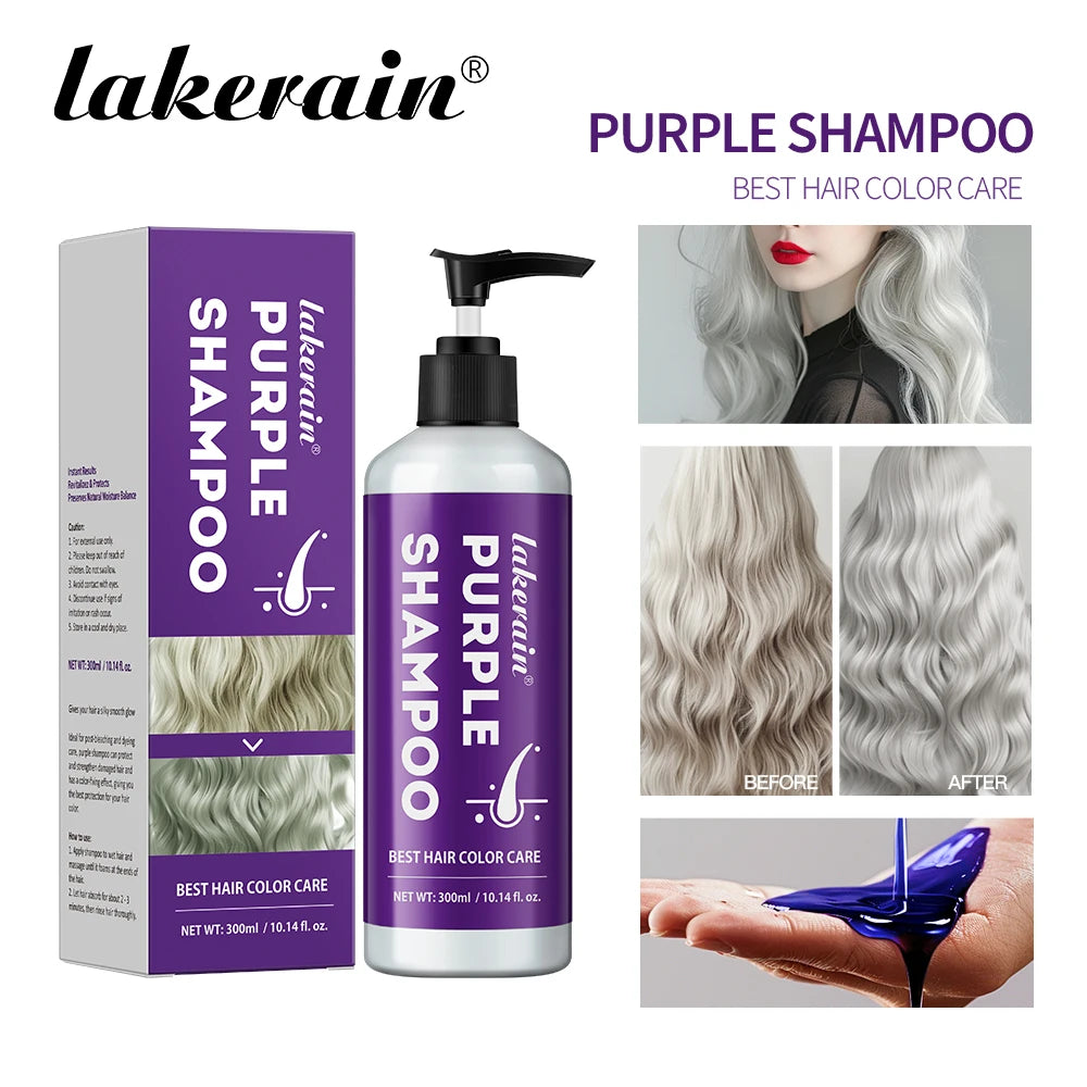 Hair Care Color Lock Purple Shampoo 300ml Anti-Brassiness Yellow Tones Removal Hair Color Protection & Moisturizing Hair Shampoo