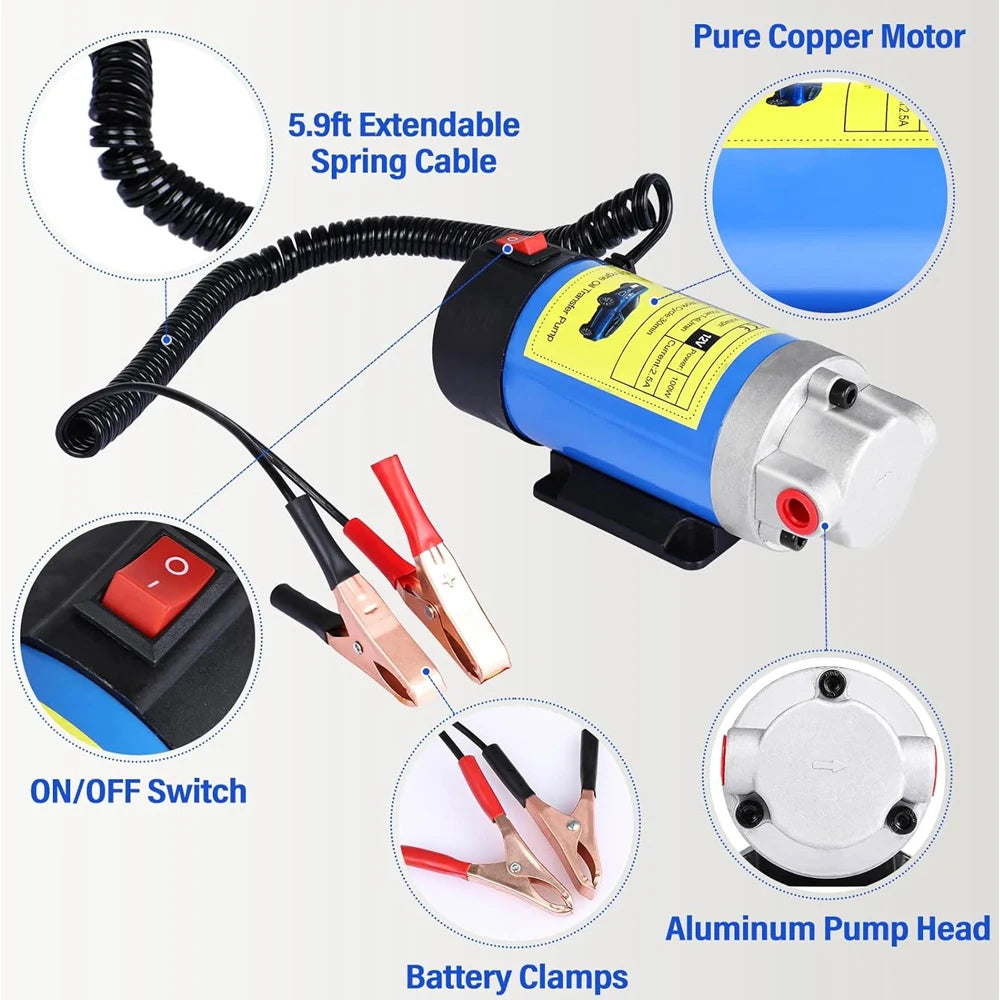 12V 24V Electric Oil Transfer Pump 1-4L/min Car Motor Oil Diesel Extractor Scavenge Suction Fluid Change Pump