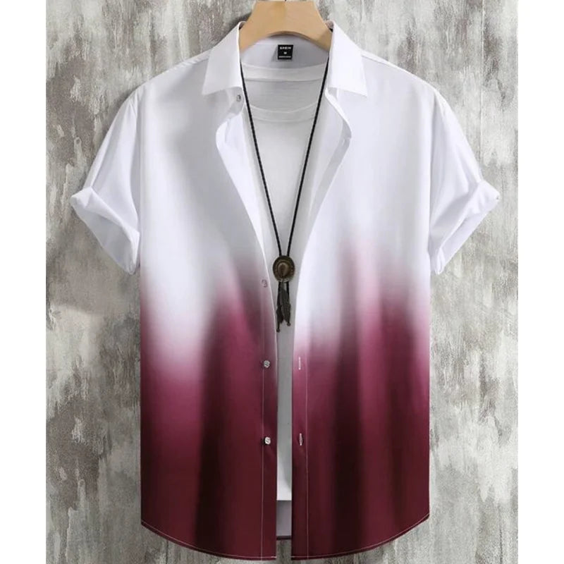 Hawaiian Men'S Shirt 3d Gradient Printing Loose Oversized Shirts And Blouses High-Quality Clothing Beach Party Sweatshirts