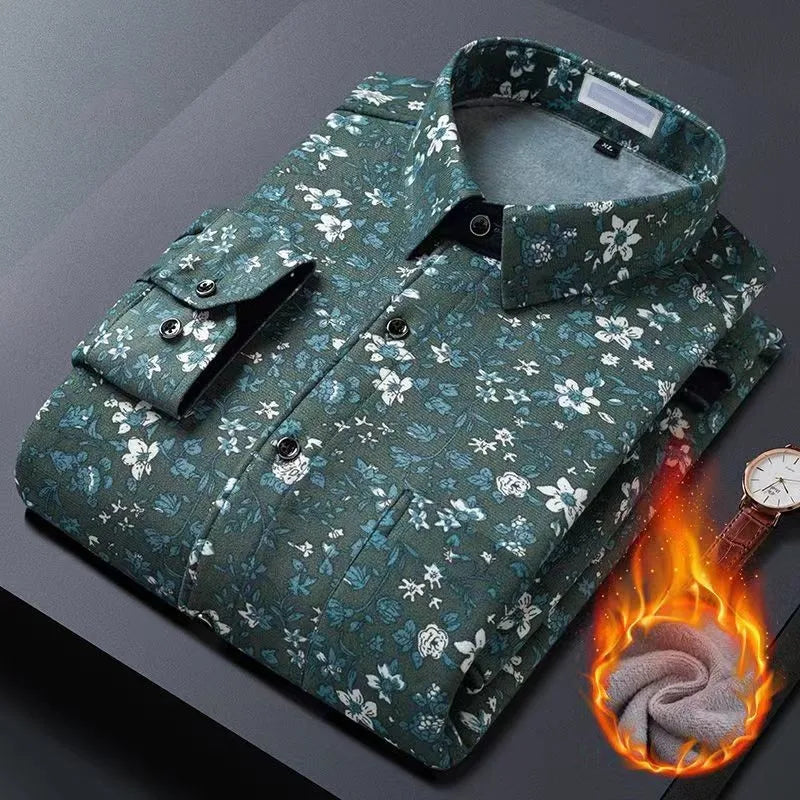 2025 spring shirts flower design high quality thicken casual mens shirt,autumn smart casual shirt men,size M-5XL KCY019
