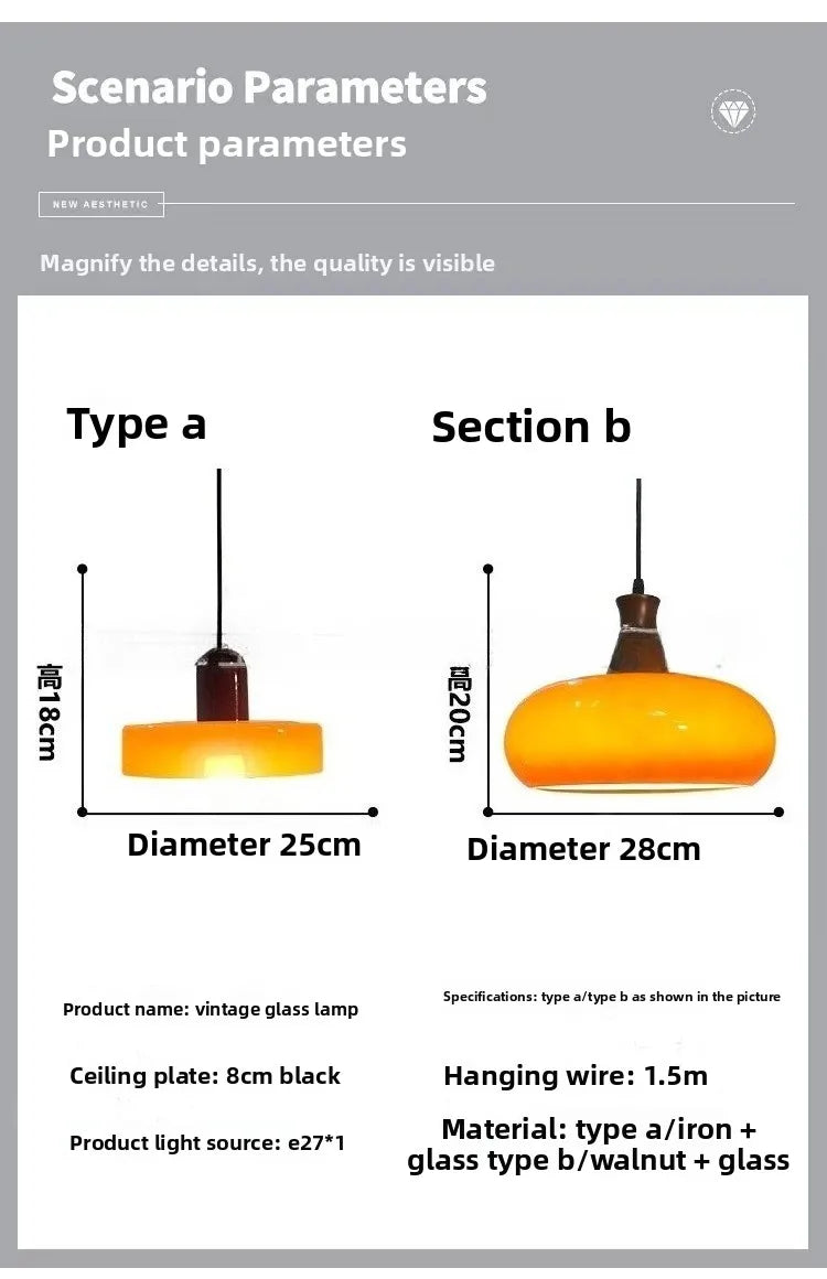Japanese Bauhaus Glass Pendant Lights for Study Homestay Classical Atmosphere Ceiling Chandeliers LED Lamps Medieval Fixtures