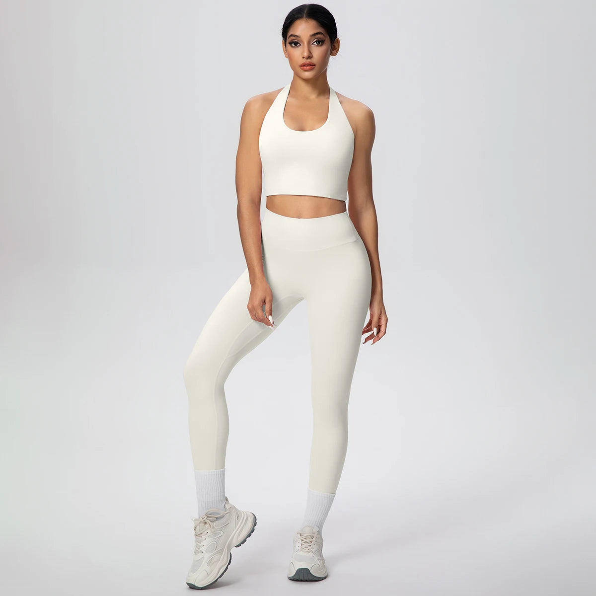2PCS/set Yoga Set for Woman's Sexy Backless Halter Bra Sports Top Quick Drying Legging Summer Gym Fitness Pants Yoga Set