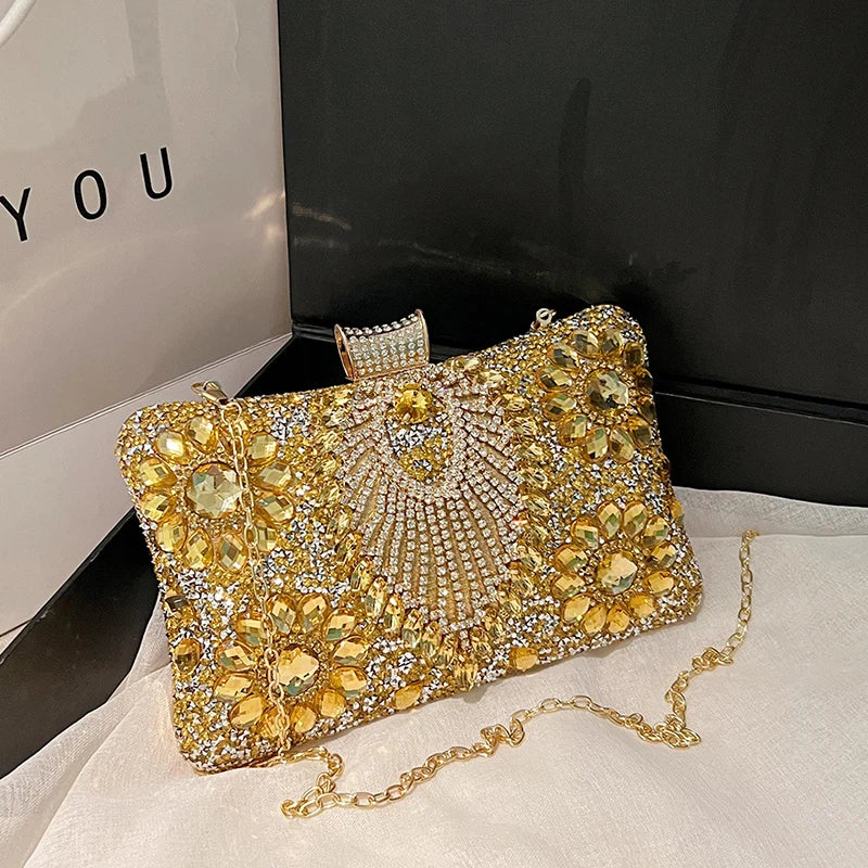 Luxury Sparking Rhinestone Evening Clutch Bags For Women Wedding Prom Dinner Party Gemstone Crossbody Bag 2024 Designer Handbags