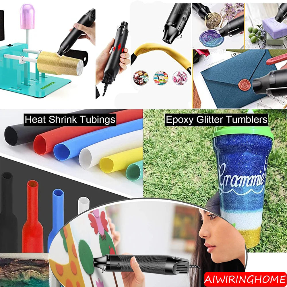300W Hot Air Gun Portable Mini Heater for DIY Craft Embossing Shrink Wrapping PVC Multi Function Handheld Electrical Heat Tool