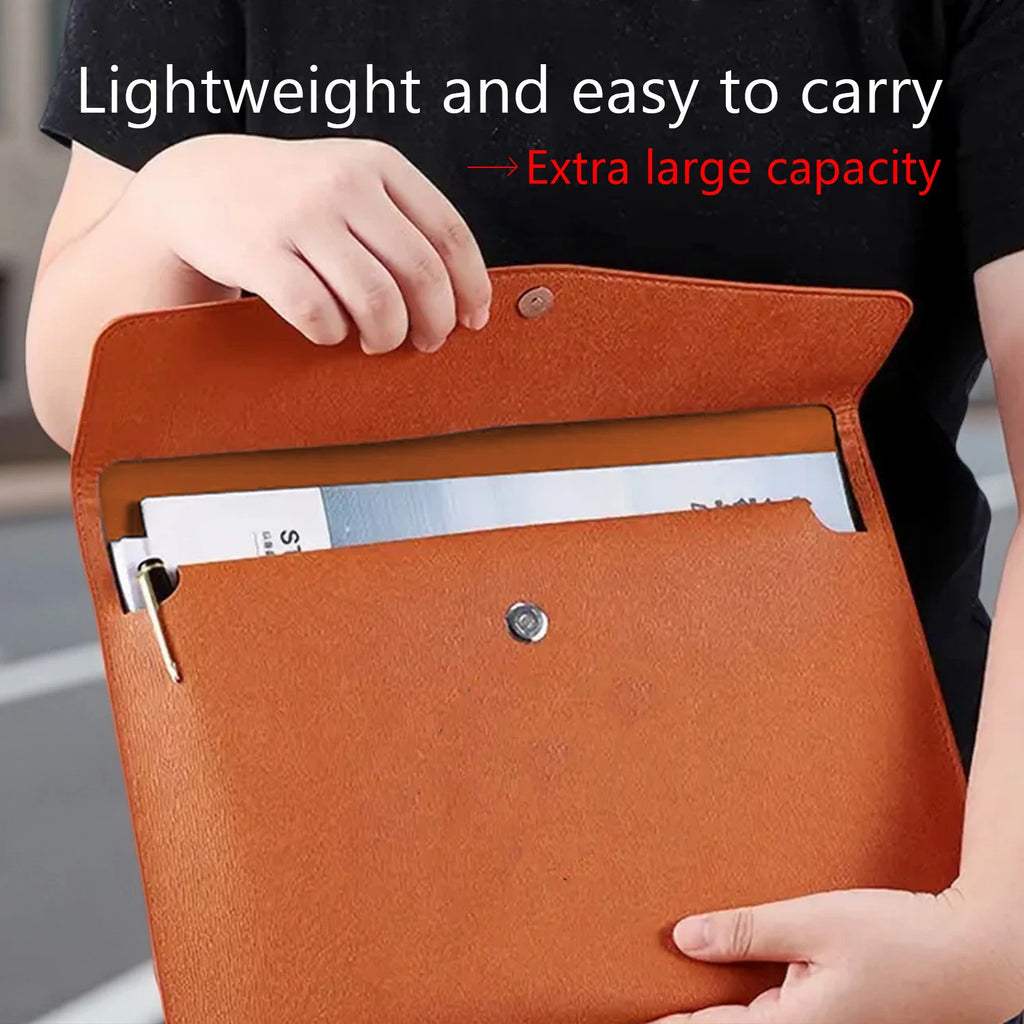 Customized Name PU Leather A4 Document Bag, 5 Colors, File Folder for Office & Travel, Stylish Organizer