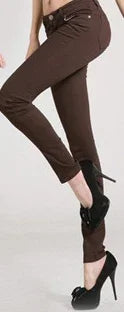 Women's Candy Color Pants Pencil Trousers Spring Autumn Elegant Office Mid Waist Pants For Women Slim Skinny Jeans Pants Female