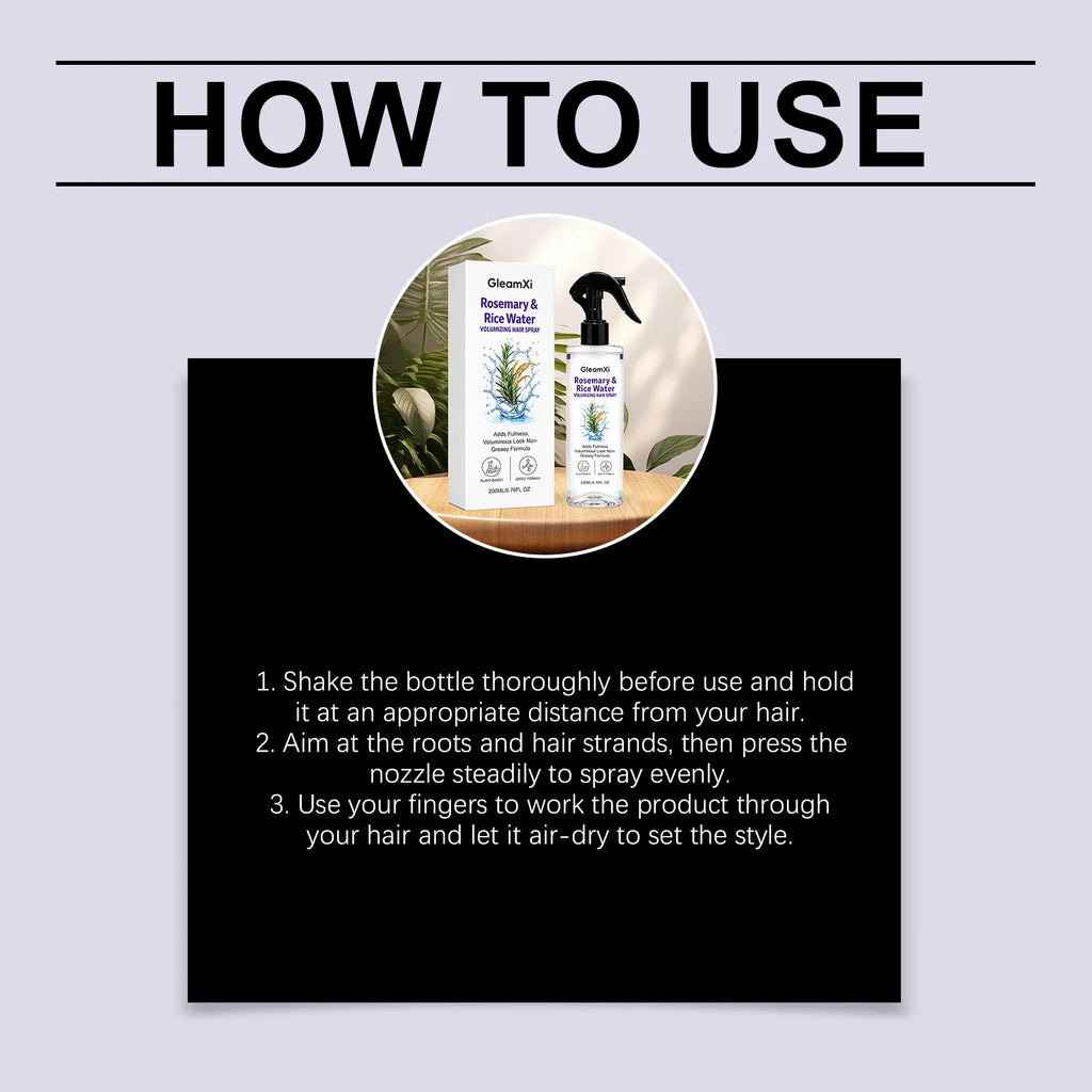 Rosemary & Rice Water Hair Spray 100%natural extracts lightweight & non-greasy Leaves hair softer smoother and healthier-looking
