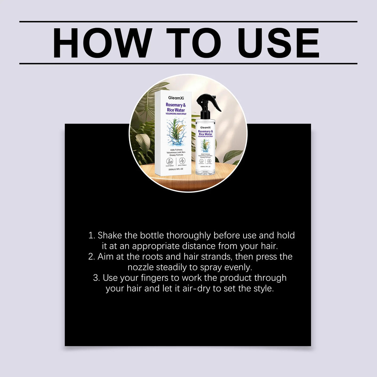 Rosemary & Rice Water Hair Spray 100%natural extracts lightweight & non-greasy Leaves hair softer smoother and healthier-looking