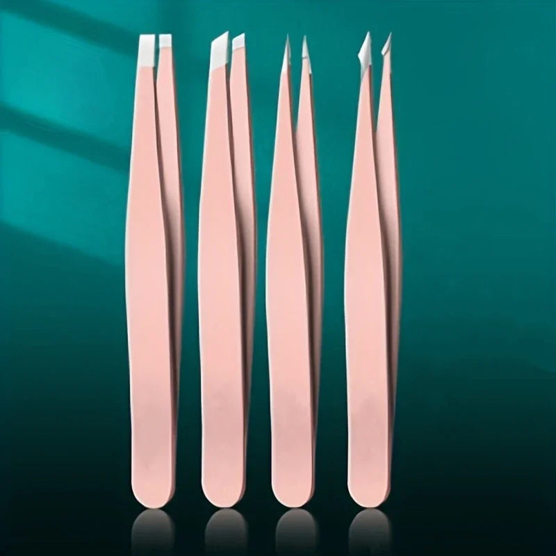 Ouriner 4pcs Set Professional Tweezers Set Perfect For Eyebrow Hair Removal Splinter Very Effortless and Relaxed to Remove
