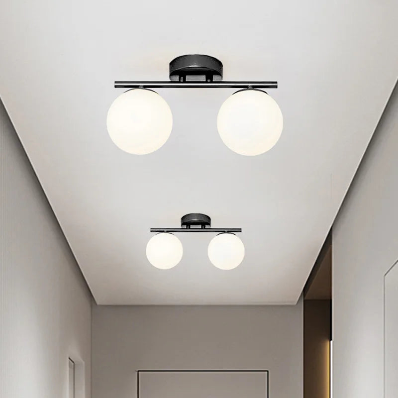 Modern LED White Ball Creative Golden Corridor Lamp Glass Ceiling Light Entrance Cloakroom Balcony Bedroom Dining Room Lighting
