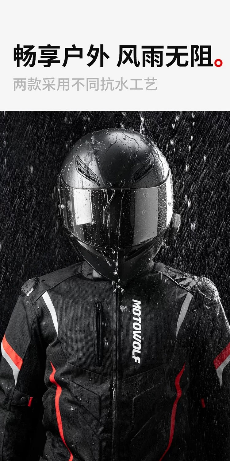 MOTOWOLF Men Motorcycle Riding Jacket Removable Waterproof Thermal Liner Windproof Anti‑Fall Motorbike Touring Racing Coat