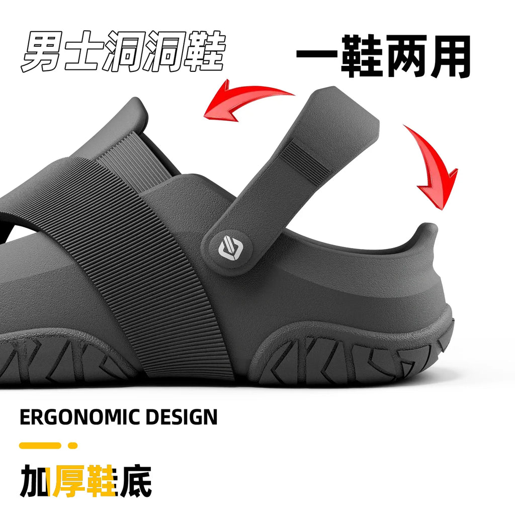 EVA Thick Sole Clogs for Men 2026 Summer Breathable Non-slip Soft Ergonomic 1/3 Forefoot Bending Outdoor Beach Sandals