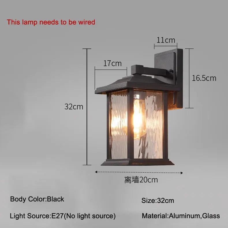 Outdoor Retro Waterproof Wall Lamps for Villa Corridor Garden Aluminum Exterior Wall Garden Walkway Decor Lighting