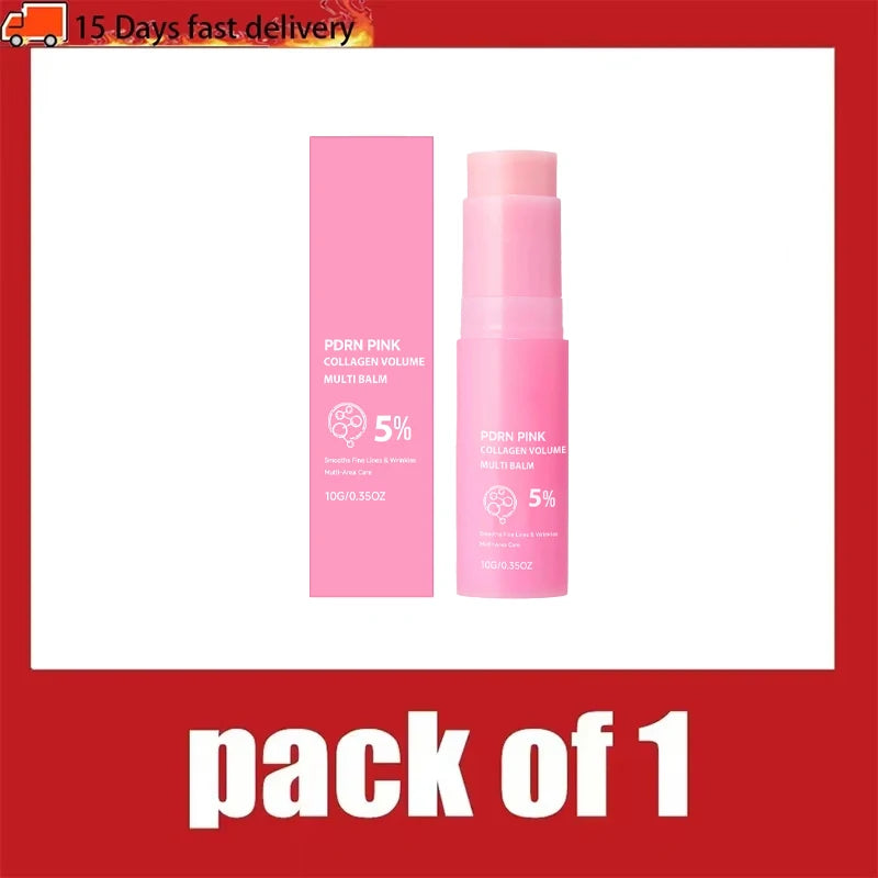 PDRN Infused Pink Collagen Multi Balm Stick Hydrating Firming Wrinkle Care Stick Target Face Neck Eye Lip Dry Dull Skin