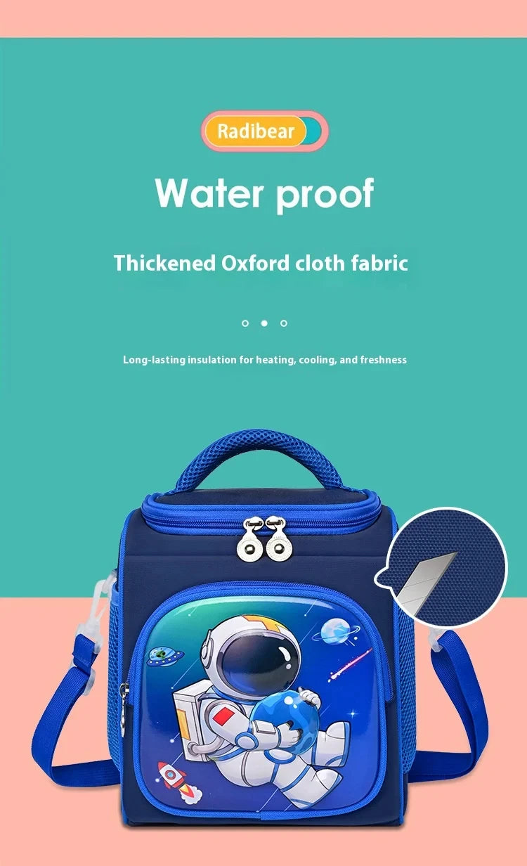 Lunch Bag for Boys Girl Cute Insulated Lunch Box Portable Meal Cooler with Adjustable Shoulder Strap for School Beach Picnic