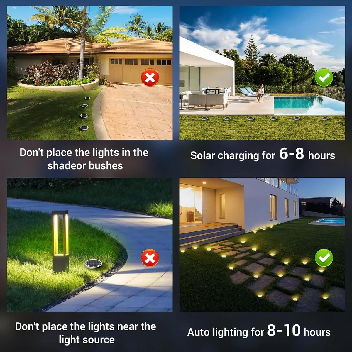 Solar Ground Lights Outdoor Waterproof Solar Garden Lights Landscape Lighting For Outside Pathway Garden Yard Lawn Walkway