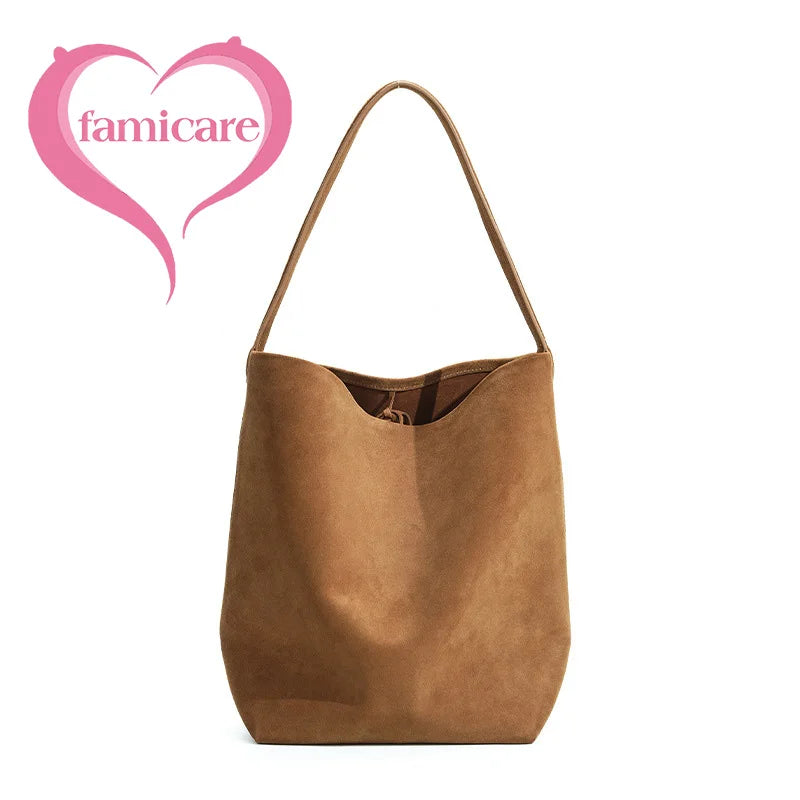Wholesale Women Suede Bag Female Retro Frosted Cowhide Split Leather Armpit Shoulder Bag Lady Handbag Trendy Crossbody Messenger