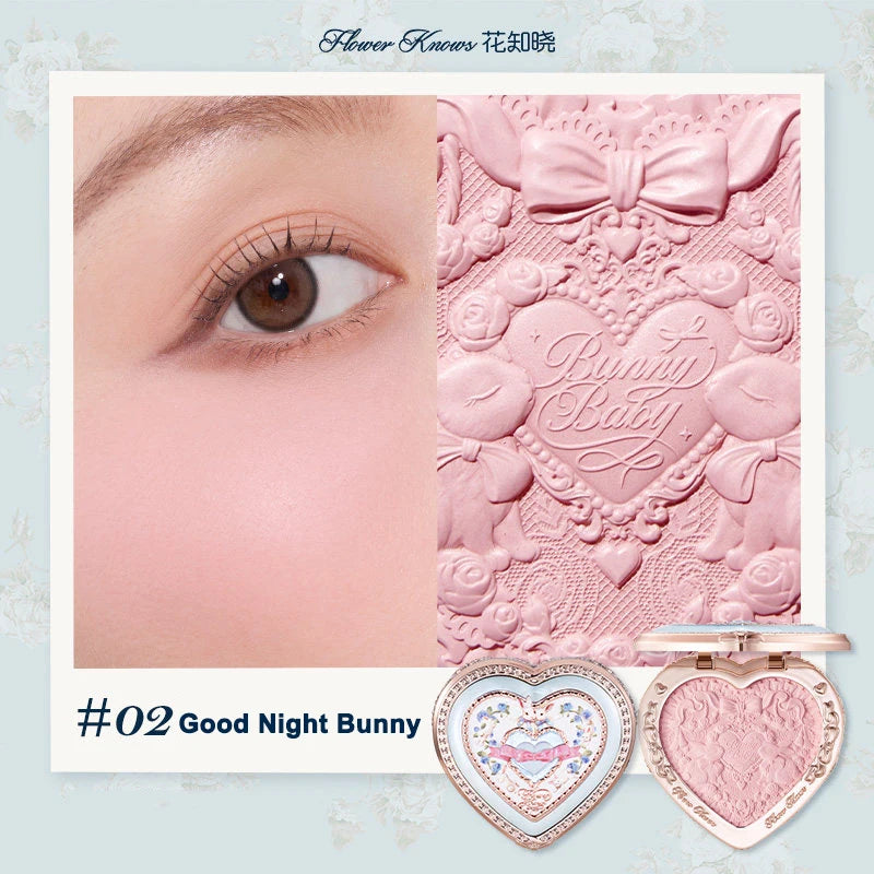 Flower Knows Bunny Garden Embossed Blush Soft Matte Long Lasting Natural Glow Waterproof Buildable Cheek Powder Vegan Makeup