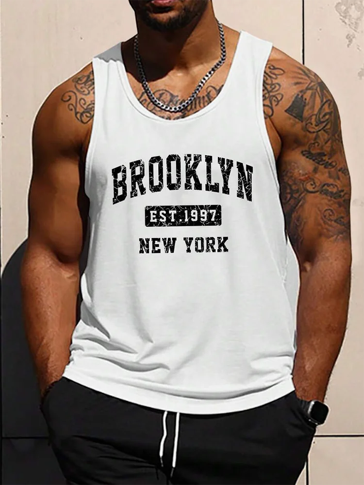 Summer Exercise Fitness Men's Tank Top Daily Street Men's Fashion Tank Top Outdoor Sports Loose Comfortable Men's Sleeveless Tee