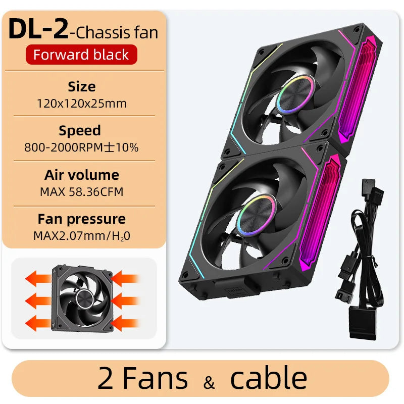 Coolcirc DL-2 Modular Wireless Splicing 120mm PC Case Cooling Fan ARGB Infinite Mirror Lighting Effect for Computer Water Cooler