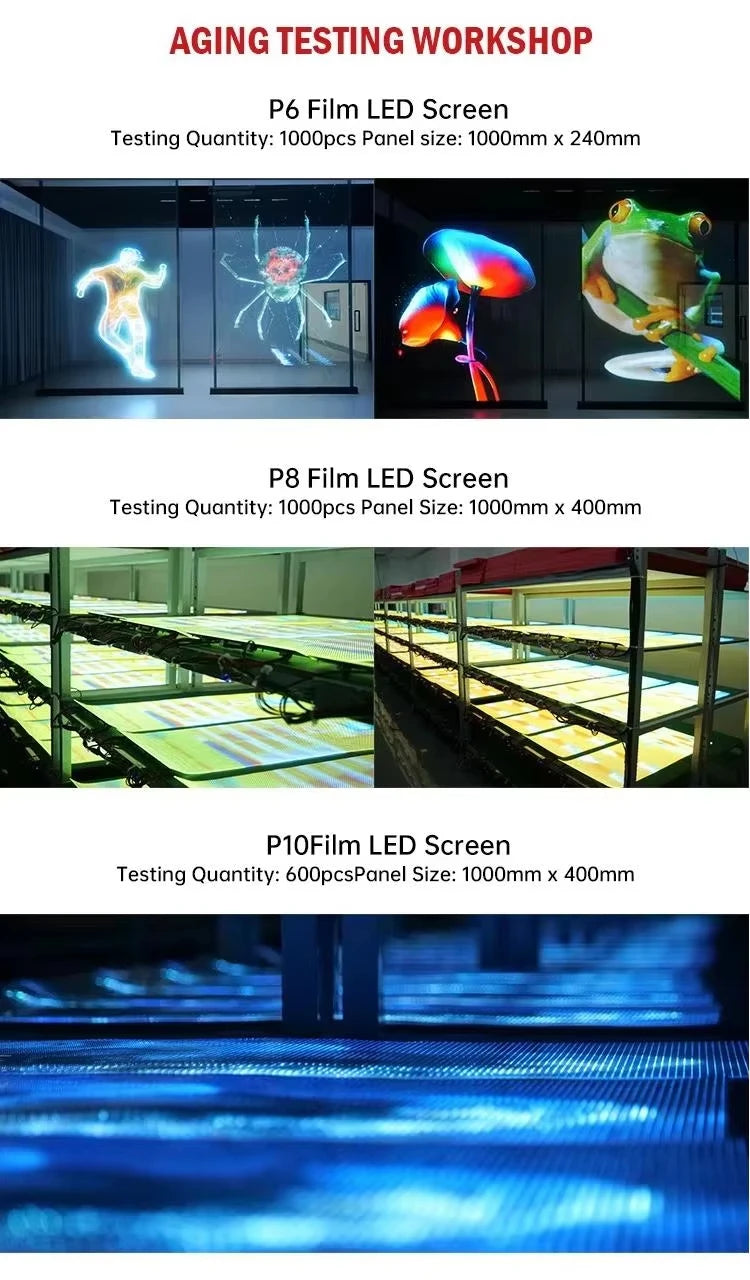 P6 P8 P10 Flexible Transparent Film Screen Self-Adhesive LED Display for Glass Window